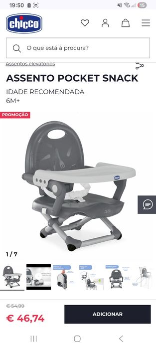Assentos elevatórios da Chicco usado
Assento Pocket Snack