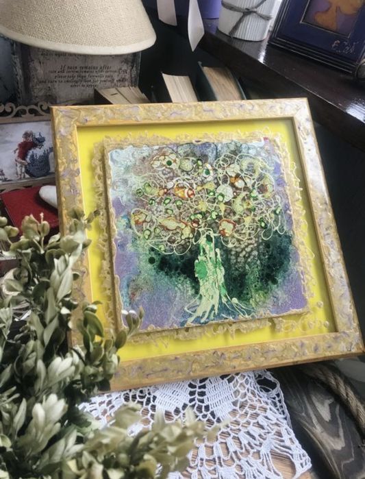 Картина авторская «Дерево жизни», 30*30, абстракция, живопись, витраж