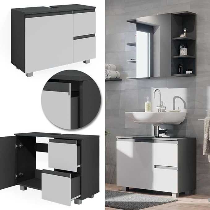 Szafka łazienkowa Vicco  Biały/Antracyt, 80 x 60.8 cm