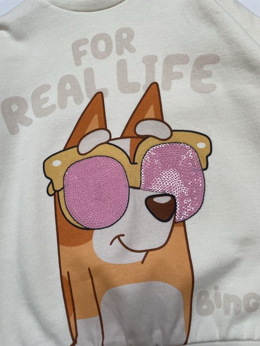 104 110 George Bluey kremowa jasna bluza dresowa z cekinami ciepła UK