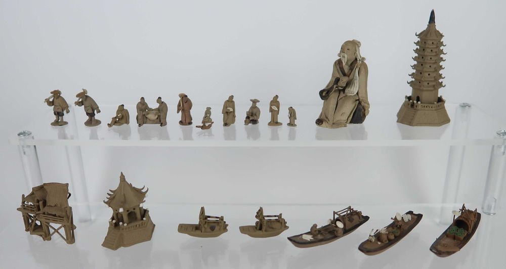 Miniature MUG, figuras argila China, antigas