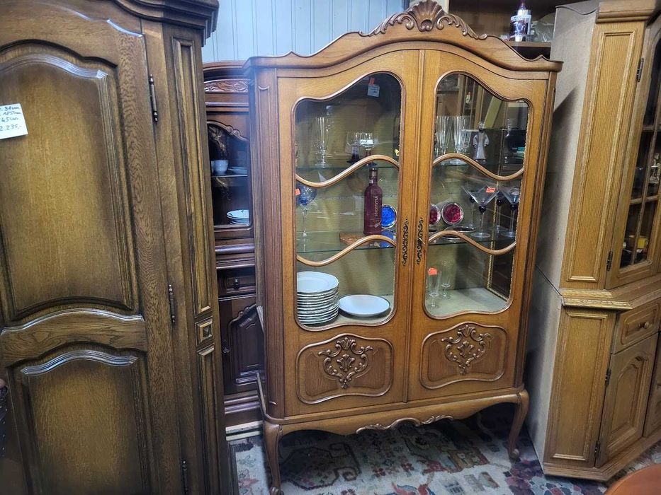 Biblioteka dębowa witryna z Niemiec SERWANTKA ludwikowska chippendale