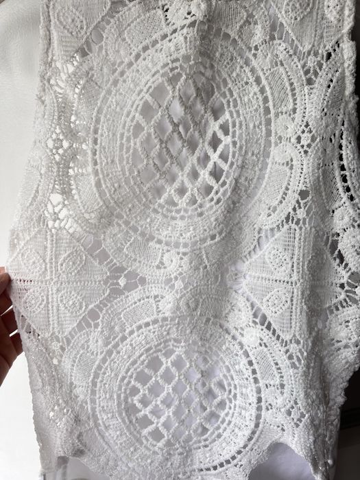 Koronkowe body ażurowe S, białe