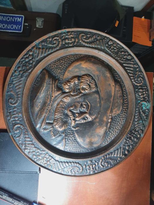 Piękny mosiężny obraz o średnicy 36cm