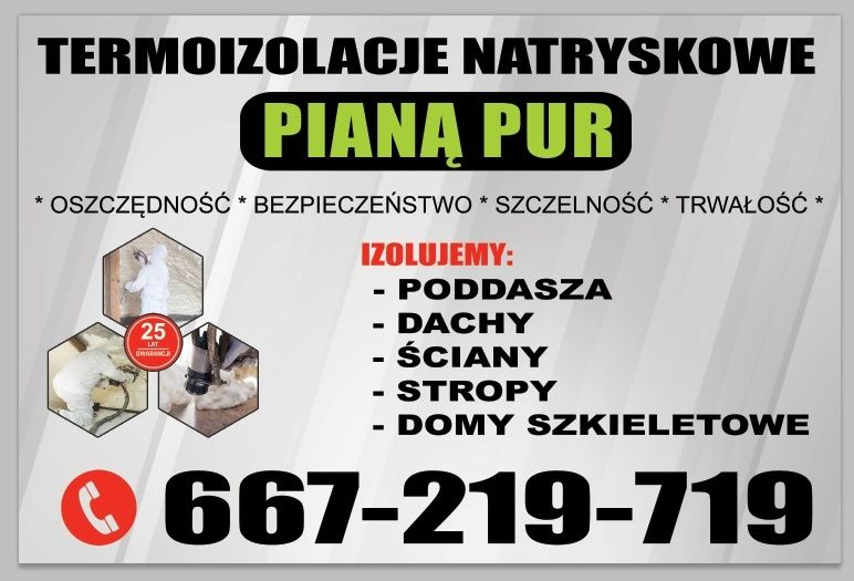 Ocieplanie piana PUR poddasza strop dach lepsze niż wełna mineralna