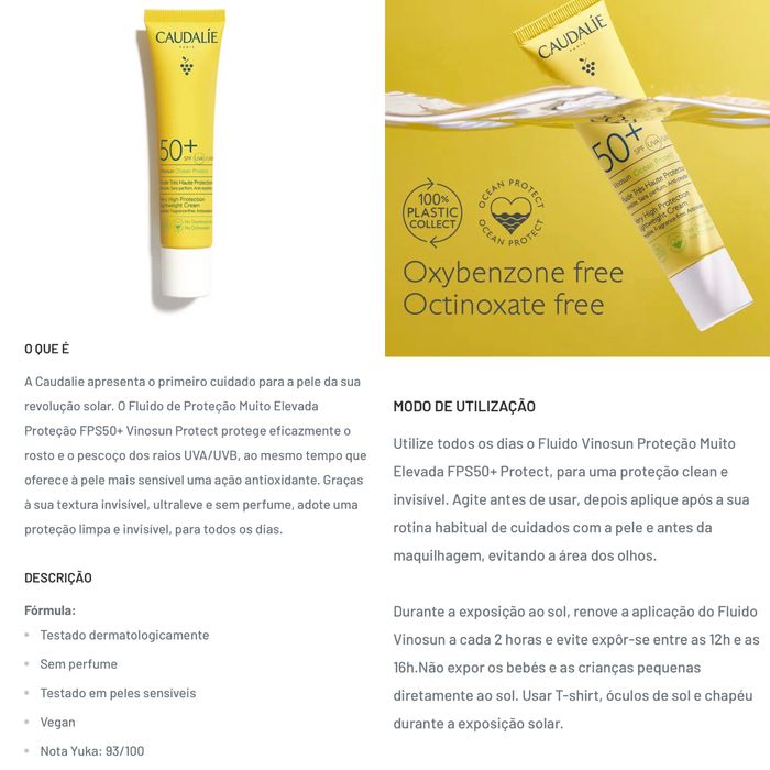 Protetor Solar Facial Caudalie Vinosun FPS50+
