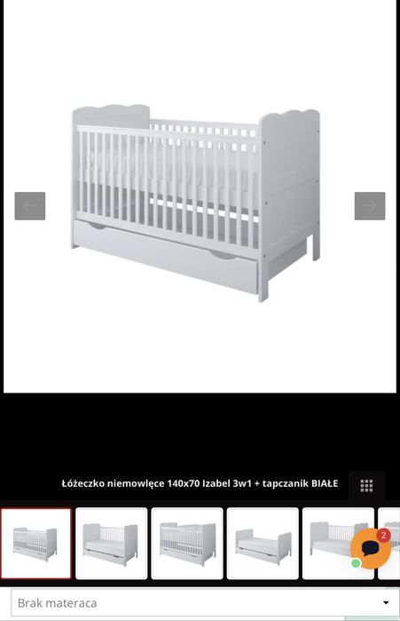 Łóżeczko niemowlęce 3w1 białe