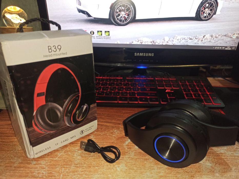 Навушники безпровідні Bluetooth з підсвіткою RGB