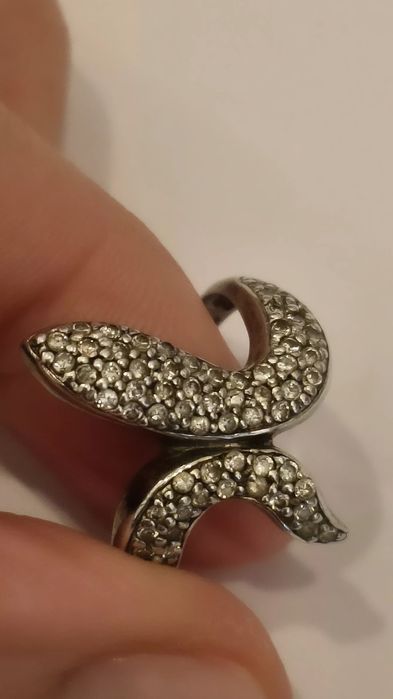 Anel em prata cobra zirconias