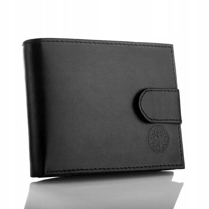 Betlewski Portfel Męski Czarny Skóra RFID Prezent Zatrzask BPM-DZ-60