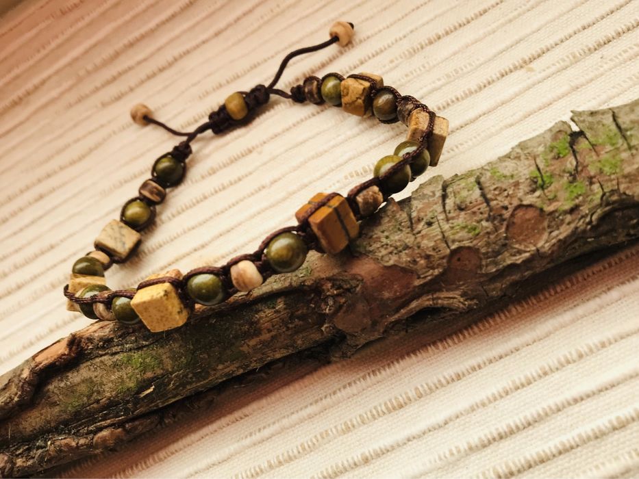 Bransoletka męska handmade naturalnymi kamieniami Jaspis obrazkowy