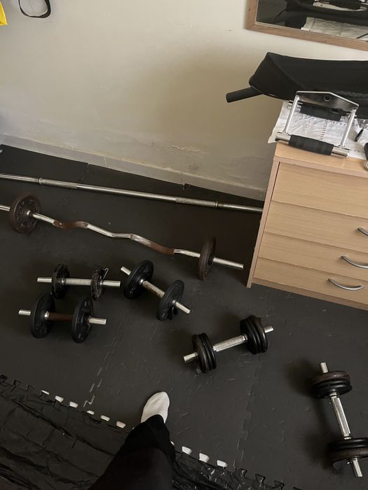 Home Gym Completo - Anilhas + halteres tudo incluido +120kg