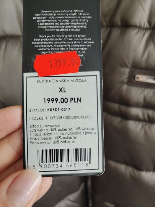 Kurtka Ochnik wełniana z futrem jenota