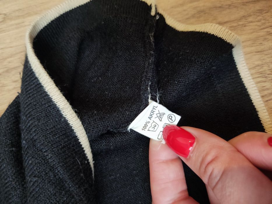 Sweter sweterek bluzka z krótkim rękawem beżowy czarny golf
