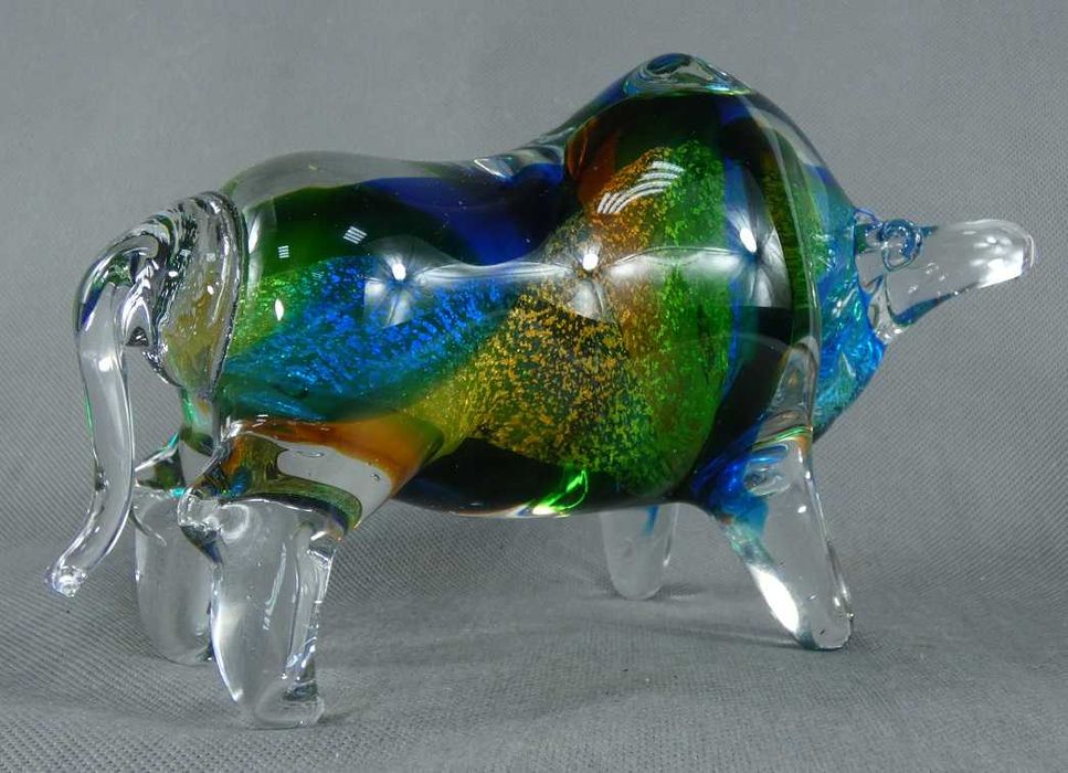 Figura szkło MURANO kolorowy BYK byczek figurka 25,5 cm
