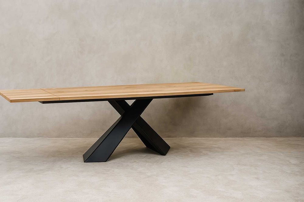 Stół Dębowy LOFT, 100% Lite Drewno DĄB, Rozkładany.