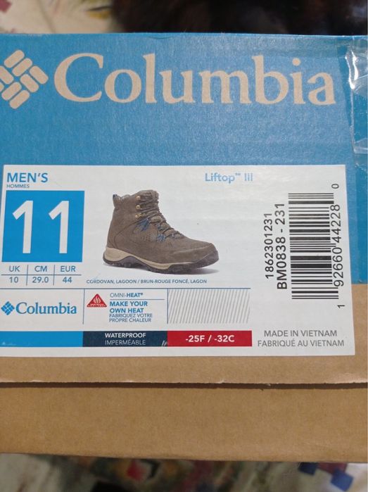 Columbia чоботи чоловічі 44