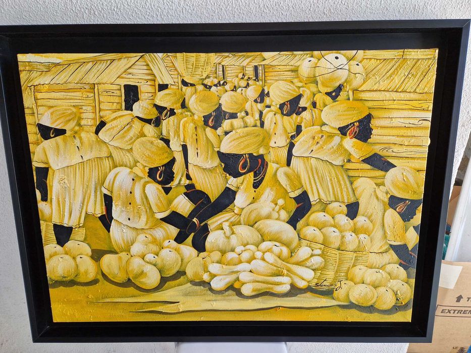 2 Quadros com tela original e moldura de madeira