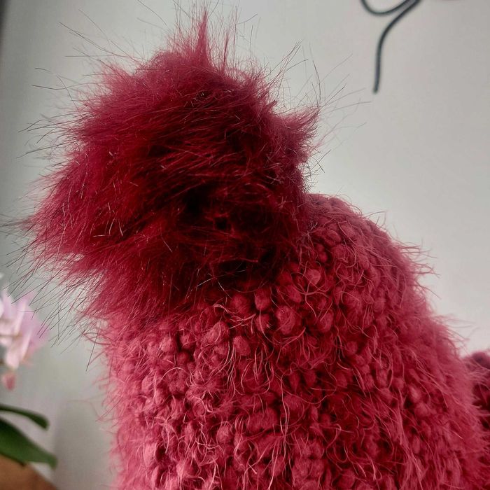 Czapka i szalik Liu-Jo, bordo, boucle, wełna.