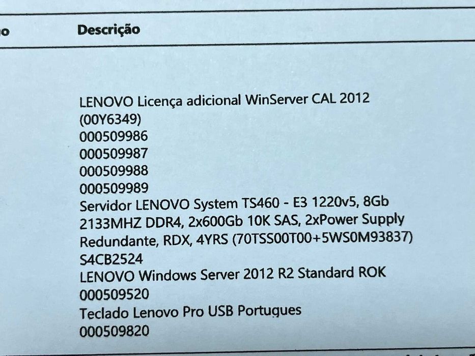 Servidor Lenovo System TS 460