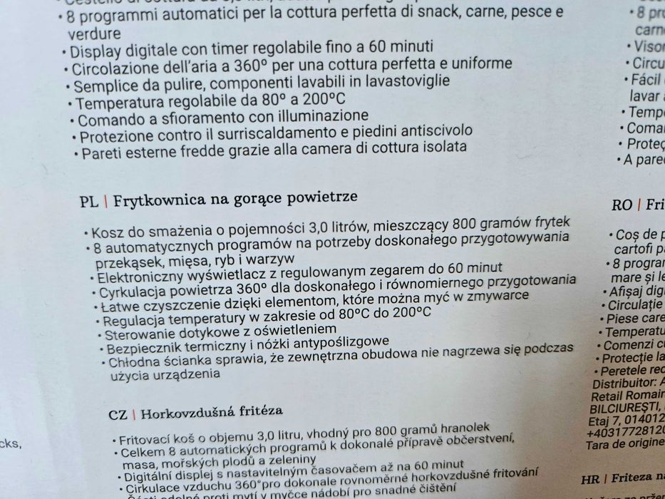 Frytkownica beztłuszczowa TOMADO TAF7530B 3L – NOWA