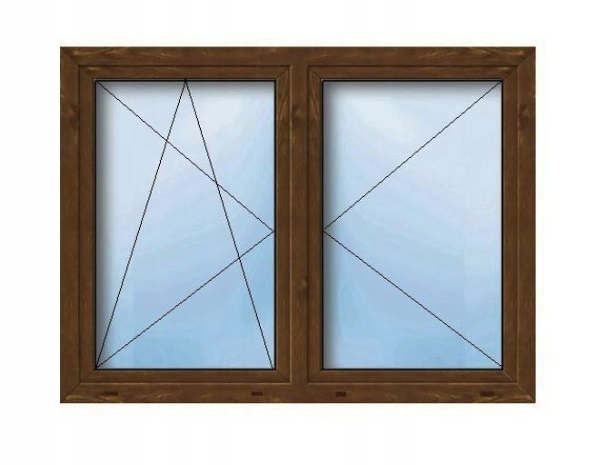Okno PCV 1765 x 1435 70mm 6-komorowe 2-szybowe 1x orzech 180x150