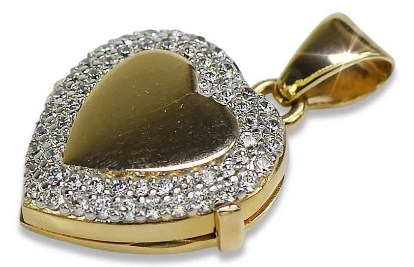 Złota zawieszka medalion serce na zdjęcie puzderko pp012y K