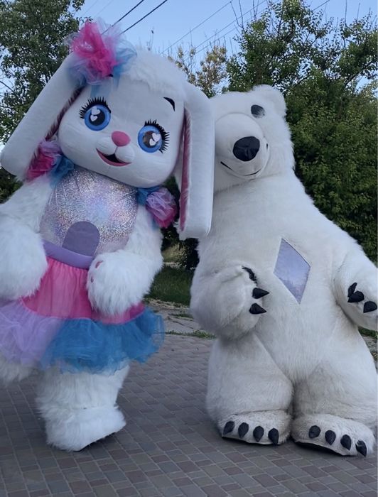 Аниматоры подарок сюрприз ЛУЧШИЕ Зайка поздравляйка и Мишка полярный