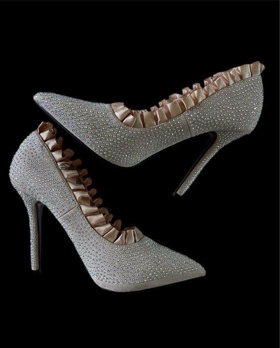 Buty damskie szpilki Jumex Beige diamenciki 35