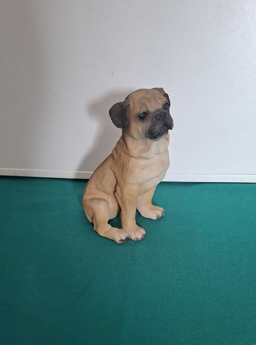 Cão Boxer, vintage, artesanal, com 17cm