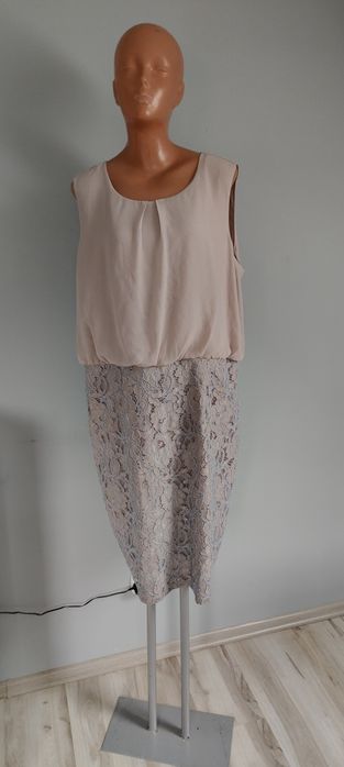 46 XXXL 44 xxl bonita sukienka elegancka wizytowa wyjściowa góra fala dół koronka