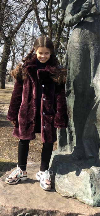 Пальто підліткове куртка поліроване штучне хутро XXS, 140-152 зріст