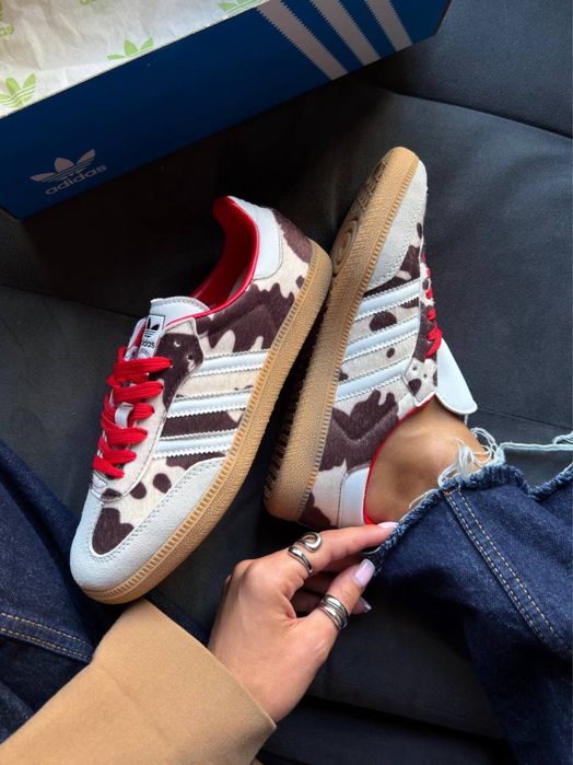 Жіночі кросівки Adidas Samba OG Cow Print Beige/Black вдідас самба