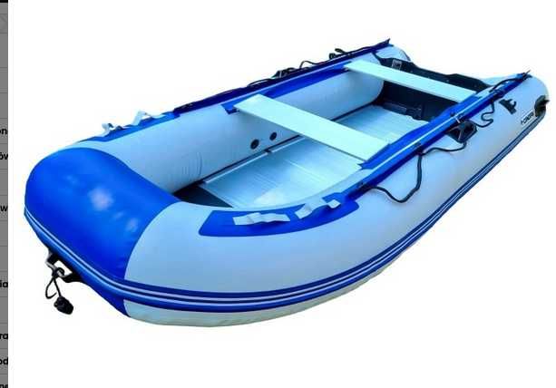 Ponton z kilem KORMORAN 330D szary / niebieski aluminiowa podłoga