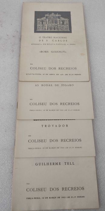 4 programas de ópera do Teatro S. carlos - anos 60