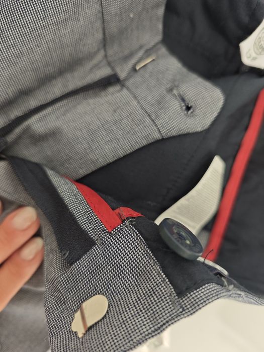 Spodnie 128 garniturowe eleganckie granatowe