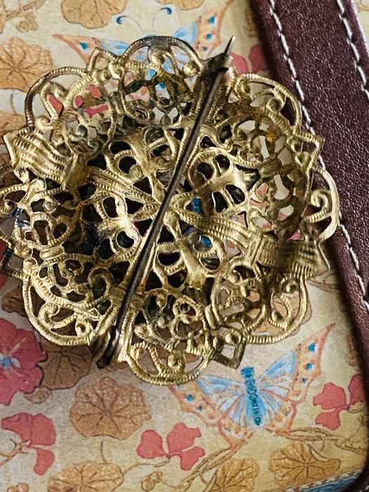 Broszka antyk Czech Filigree unikat starodawna