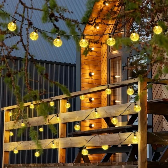 Сонячна гірлянда 11 м, 60 LED, Тепле світло, Для саду та двору