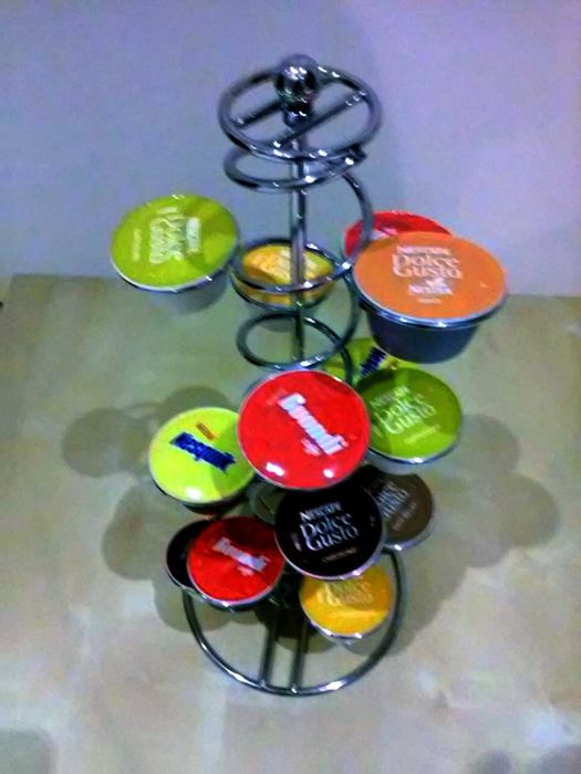 Suporte cápsulas Dolce Gusto cromado em espiral mostruário base