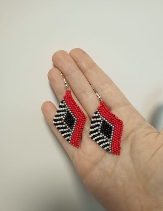 Kolczyki romby z koralików