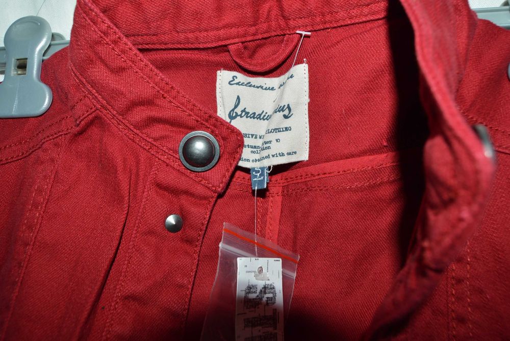 czerwone bolerko jeansowe ćwiekami S nity alternative rock goth denim