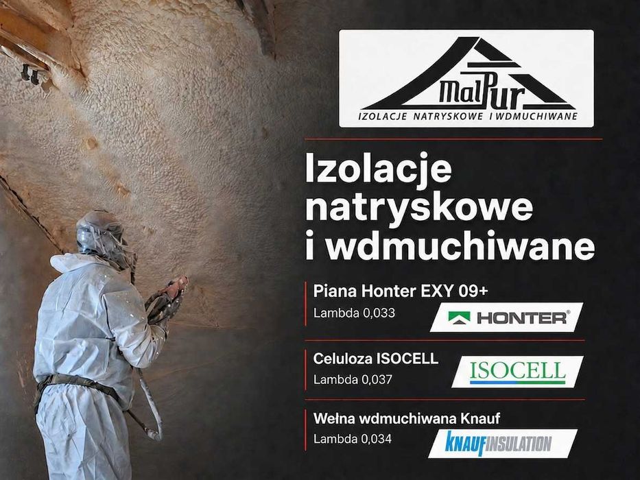 Ocieplanie piana PUR celuloza ocieplenie poddaszy izolacja domu stropu