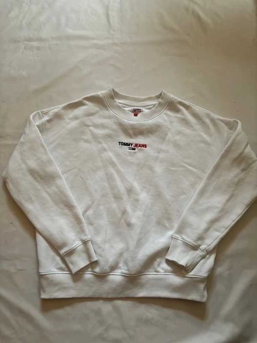Bluza Tommy Jeans Crewneck biała M boxy y2k vintage