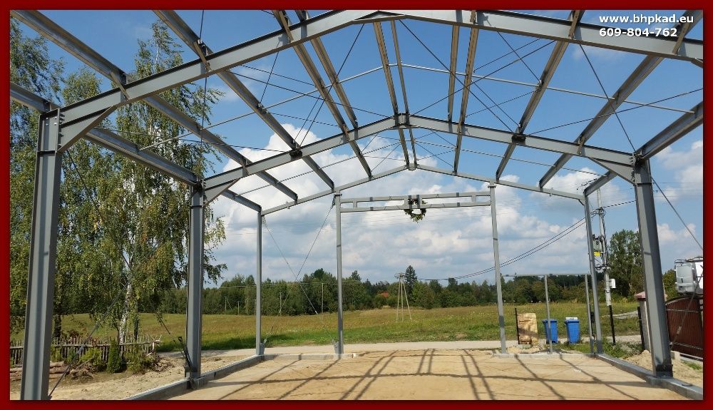 Konstrukcje stalowe. 10x20x4,5m. BHP KAD. Hale stalowe. Bartoszyce.