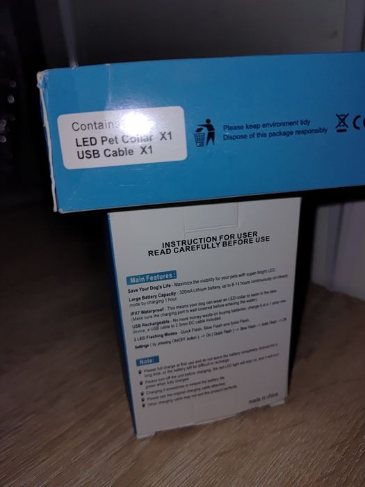 Obroża led rozm M Dla psa niebieska