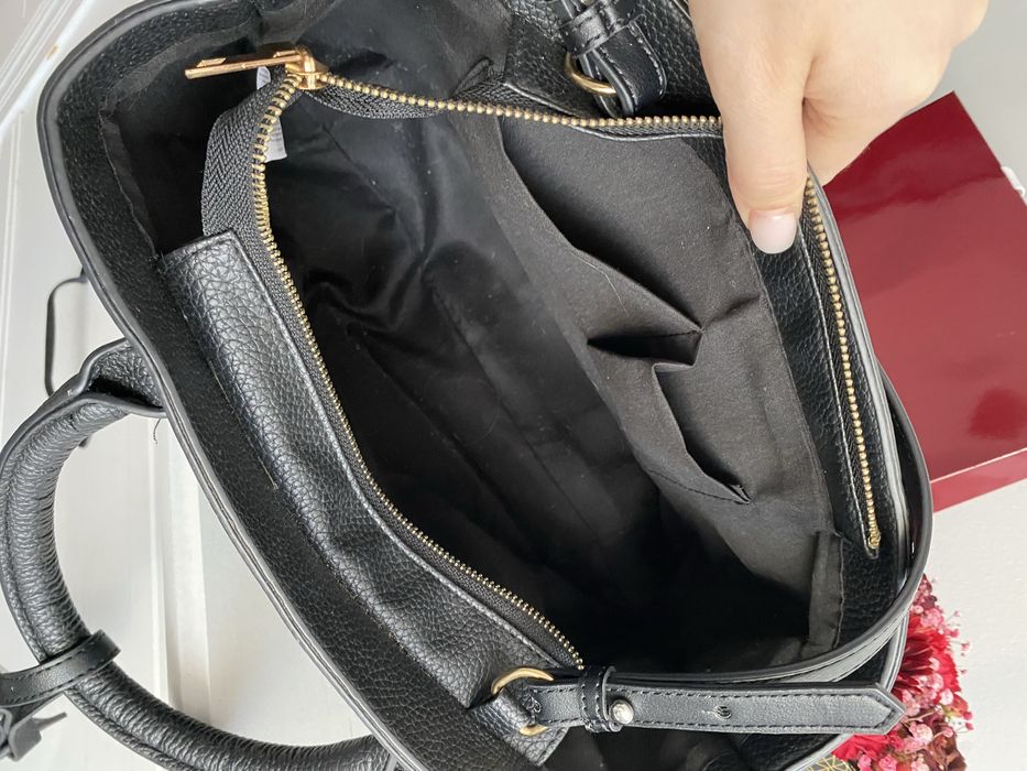 Czarna pojemna torba torebka na ramię do ręki shopper eko skórzana