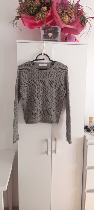 Sweterek Primark khaki xs ażurowy