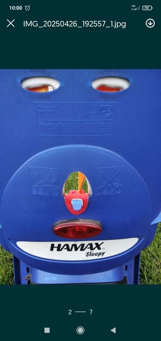 Fotelik rowerowy HAMAX SLEEPY z uchwytem