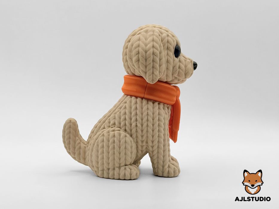 Figura cachorrinho com cachecol laranja outono