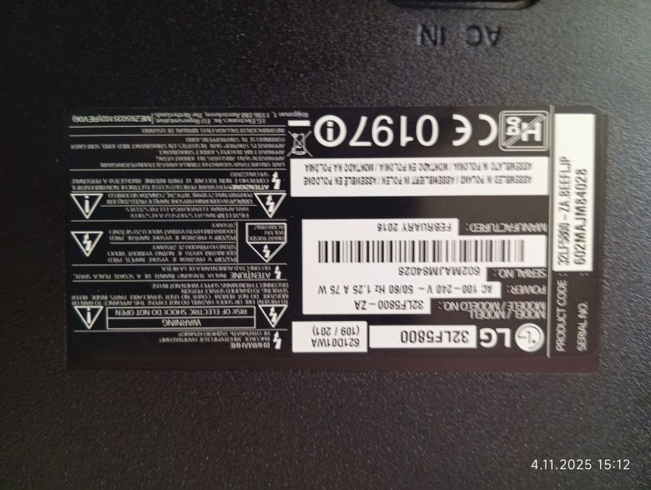 Na sprzedaż sprawny telewizor LG 32".Gratis kabel Ethernet.